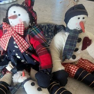 Festive Snowman Decor Set - Red, Blue, White